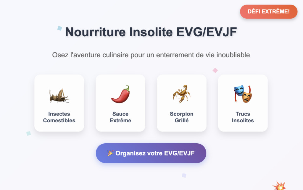 Nourriture Insolite EVG/EVJF : Osez l'Aventure Culinaire