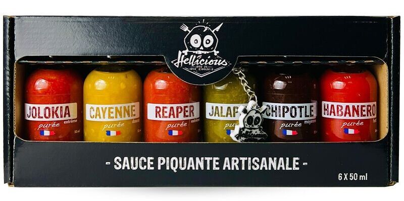 Coffret 6 purées de piments Hellicious