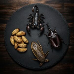 Pack Extrême 4 insectes comestibles géants - Scorpion noir scarabée punaise d'eau vers de palmier - FutureNutrition