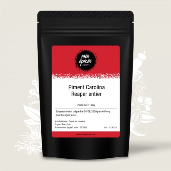 Piment Carolina Reaper séché entier sachet